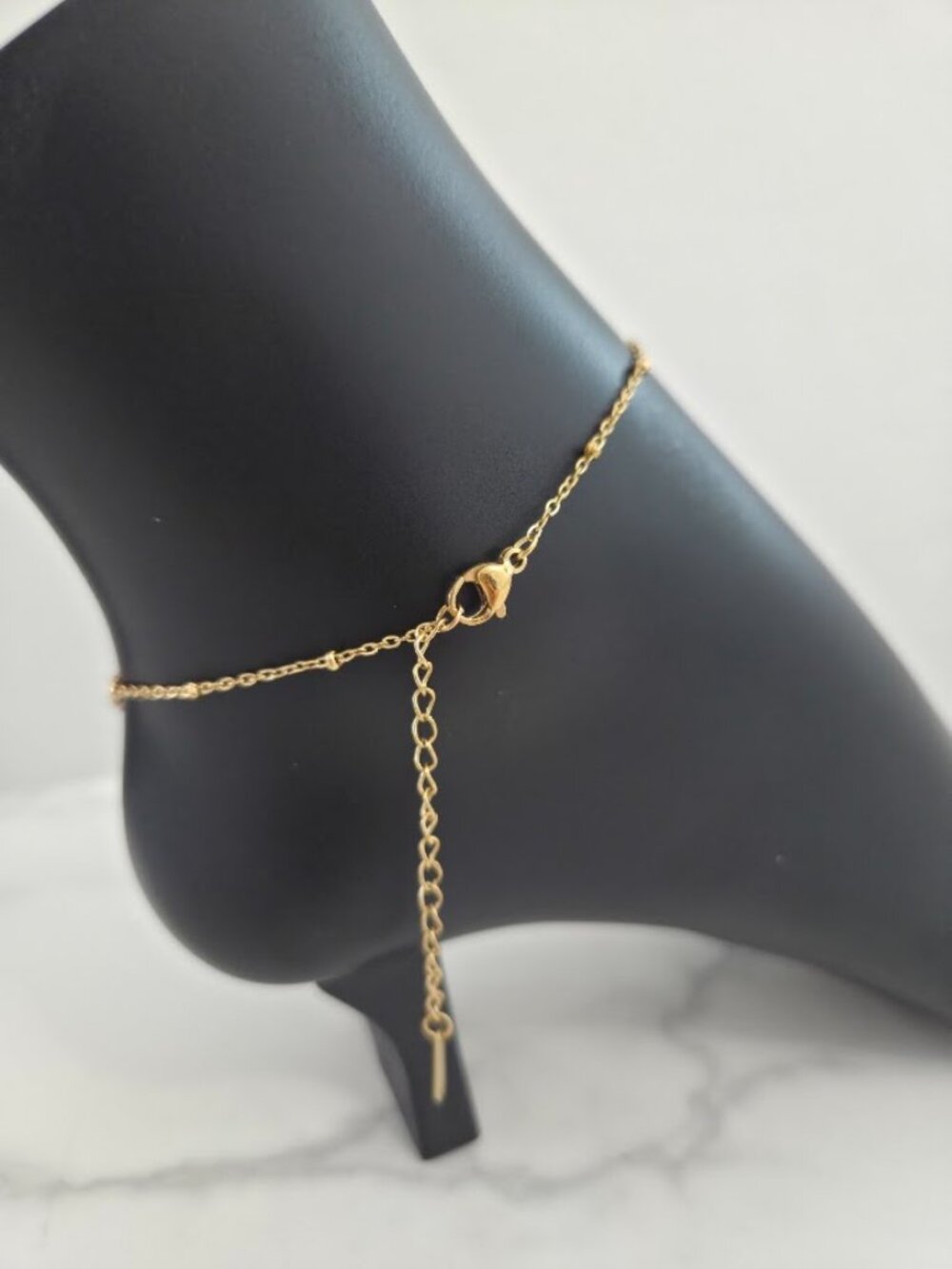 Gold Lightning Bolt & Crystal Charm Anklet Dainty Stainless Steel Jewelry - Picture 8 of 15